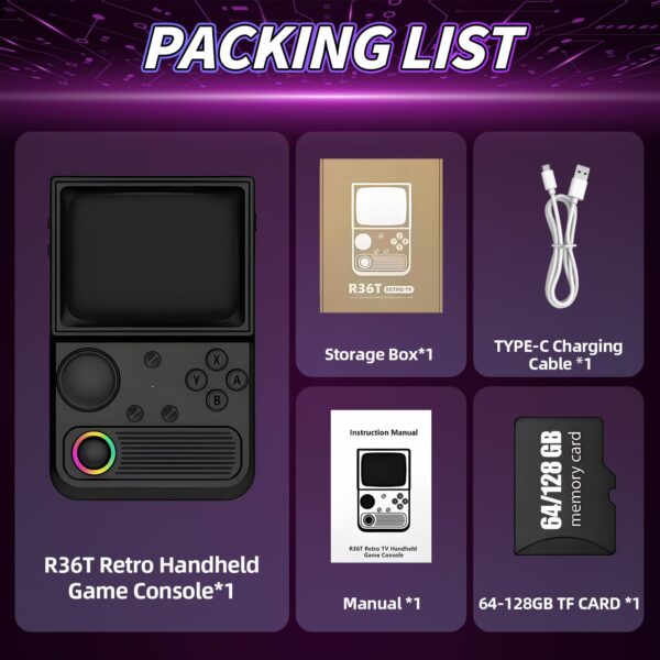 R36T Retro Gaming Console 64/128G, Handheld Emulator Console with Built ...